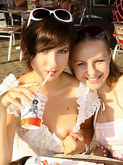 Two horny young girls enjoy a sexy day out together